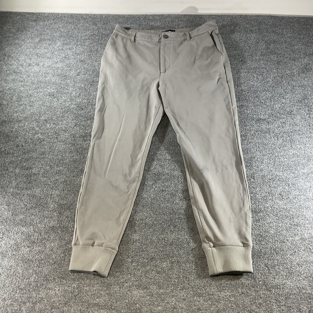 Paige Mens Joggers Grey Size 33 Tapered Leg Ribbed Cuff Chino Style Pants